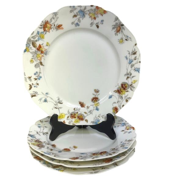 Antique 1910-1920 Haviland & Co. Limoges 'Amber Rose' Octagonal Plates-5 Pieces - Picture 3 of 9